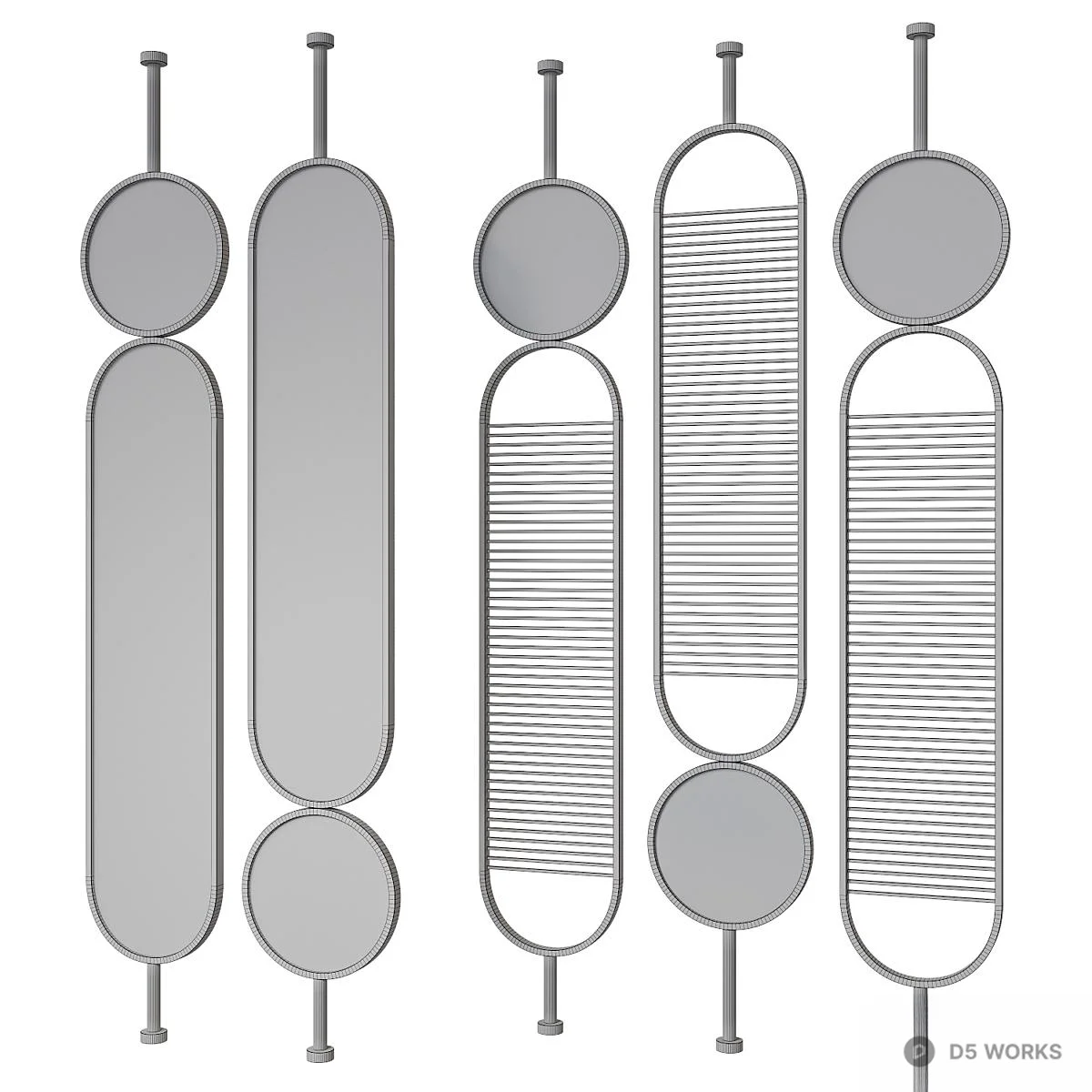 Minimalist Decorative Mirror Set 3d model thumbnail 2