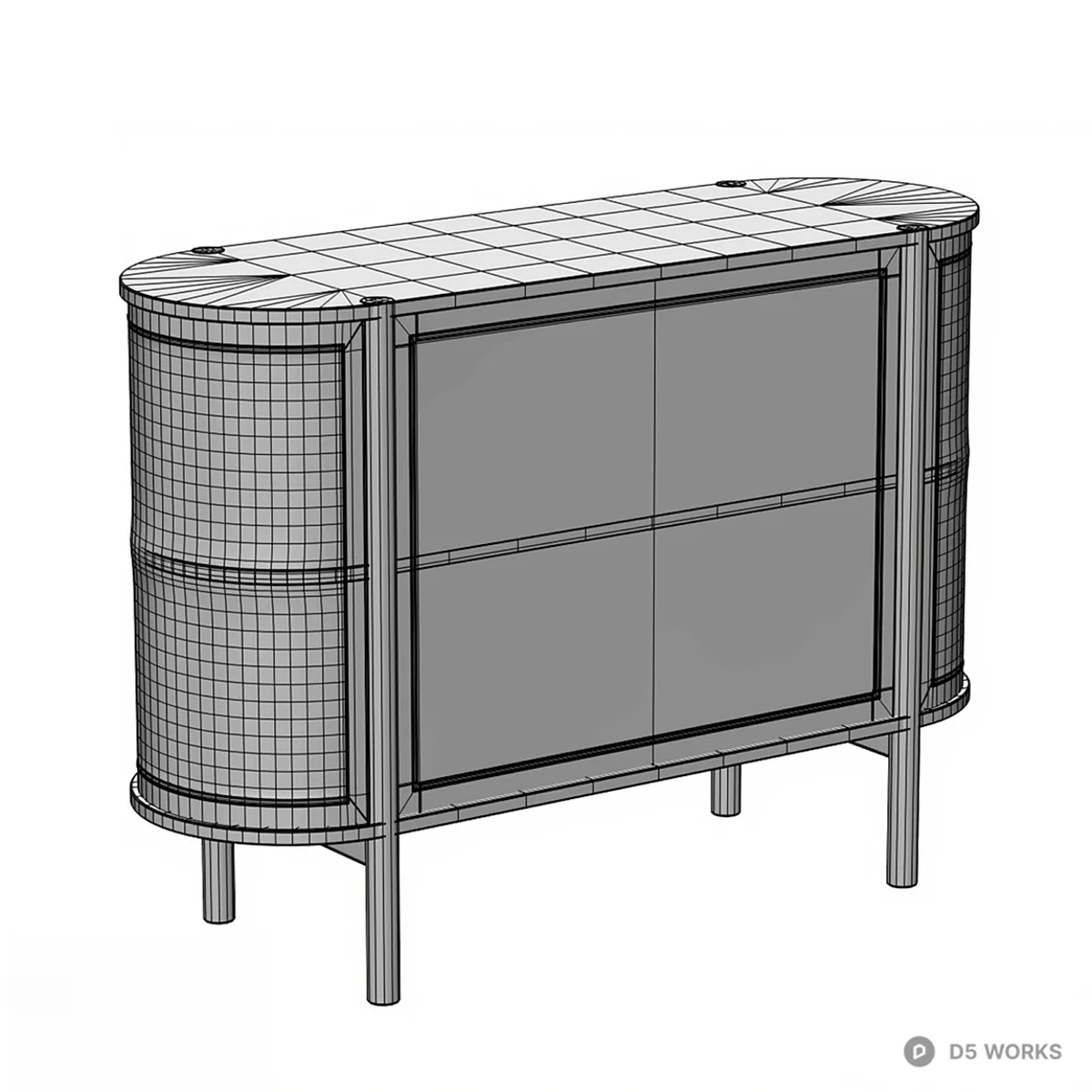 Rattan Weave Side Cabinet 3d model thumbnail 2