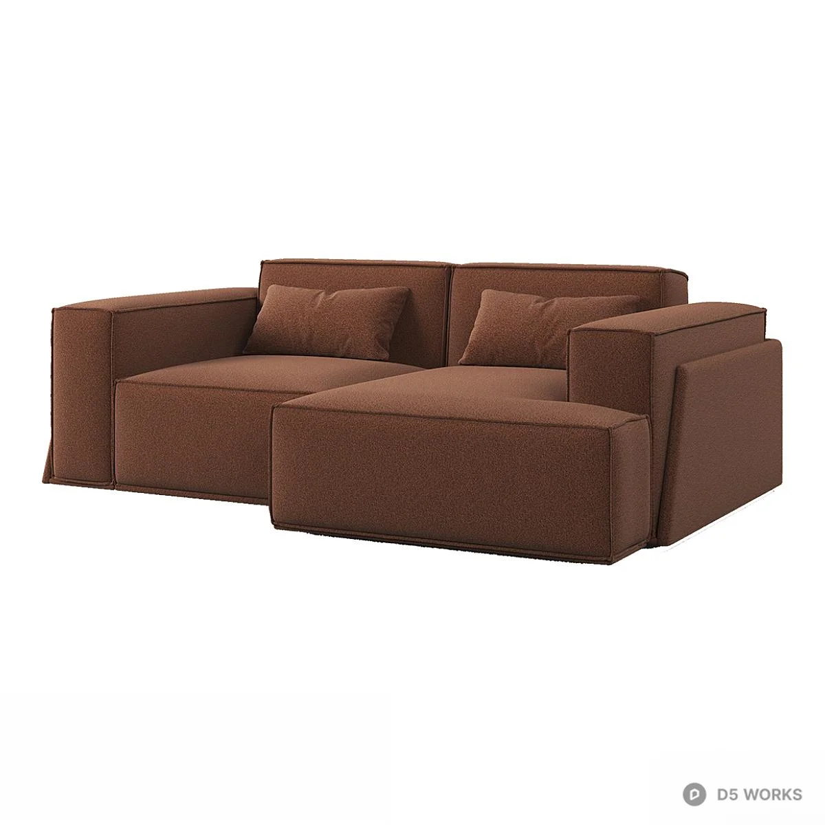 Modular Brown Fabric Sectional Sofa 3d model - Image 1
