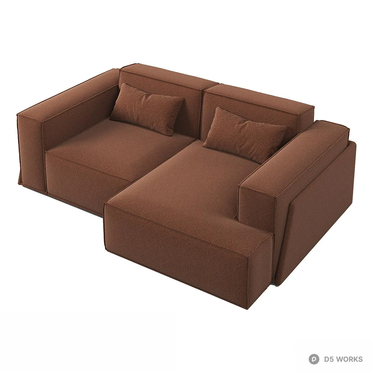 Modular Brown Fabric Sectional Sofa 3d model thumbnail 4