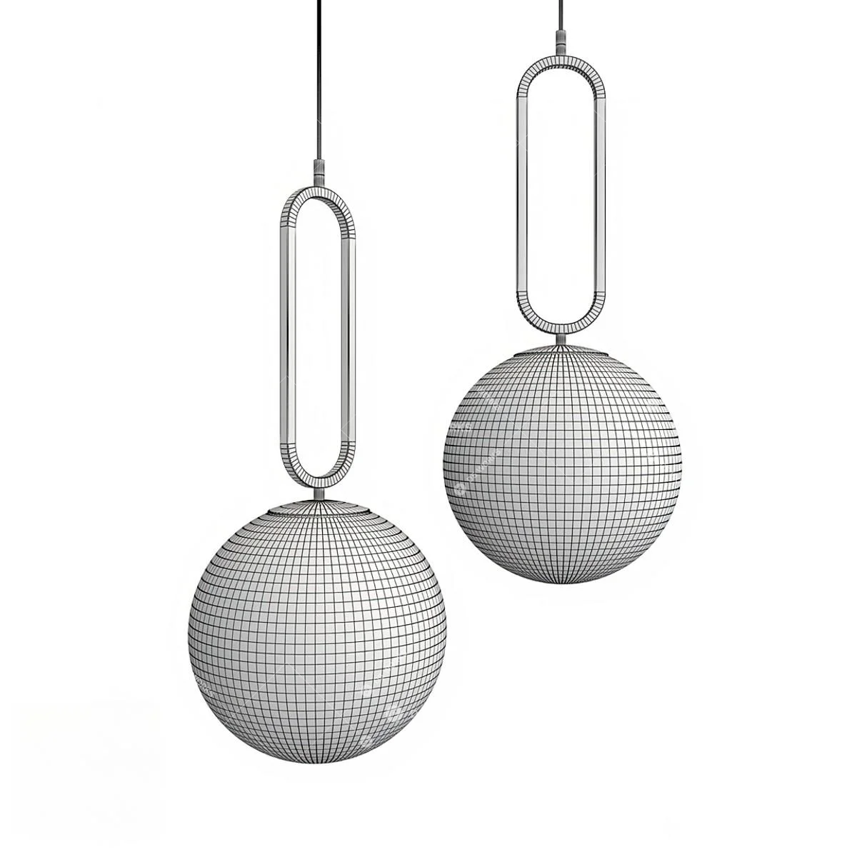 Minimalist Pendant Lamp With Geometric Metal Frame 3d model thumbnail 2