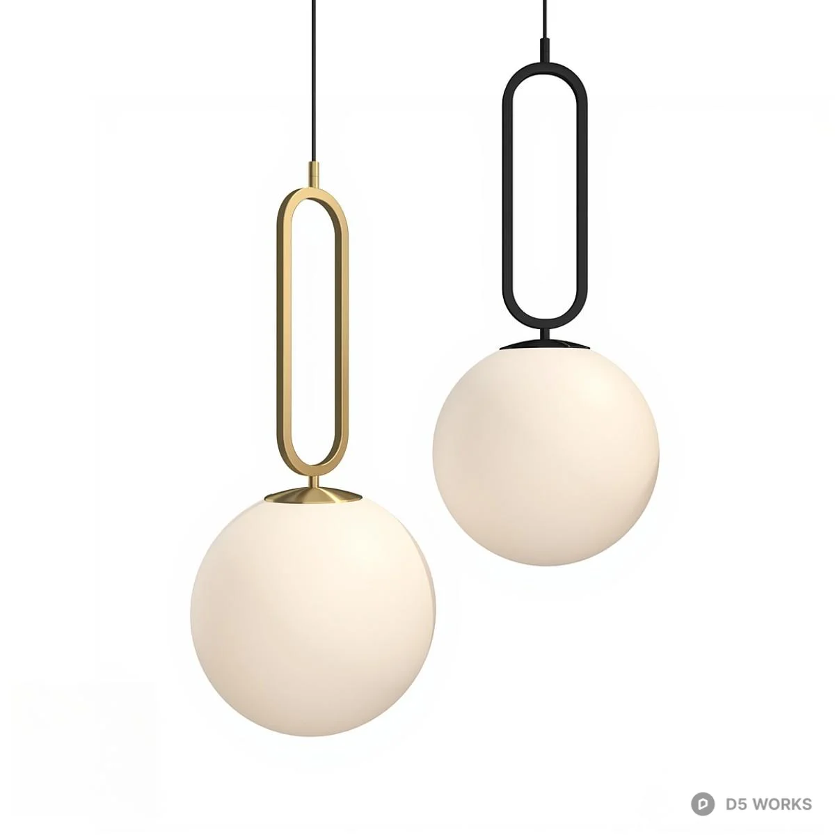 Minimalist Pendant Lamp With Geometric Metal Frame 3d model - Image 1