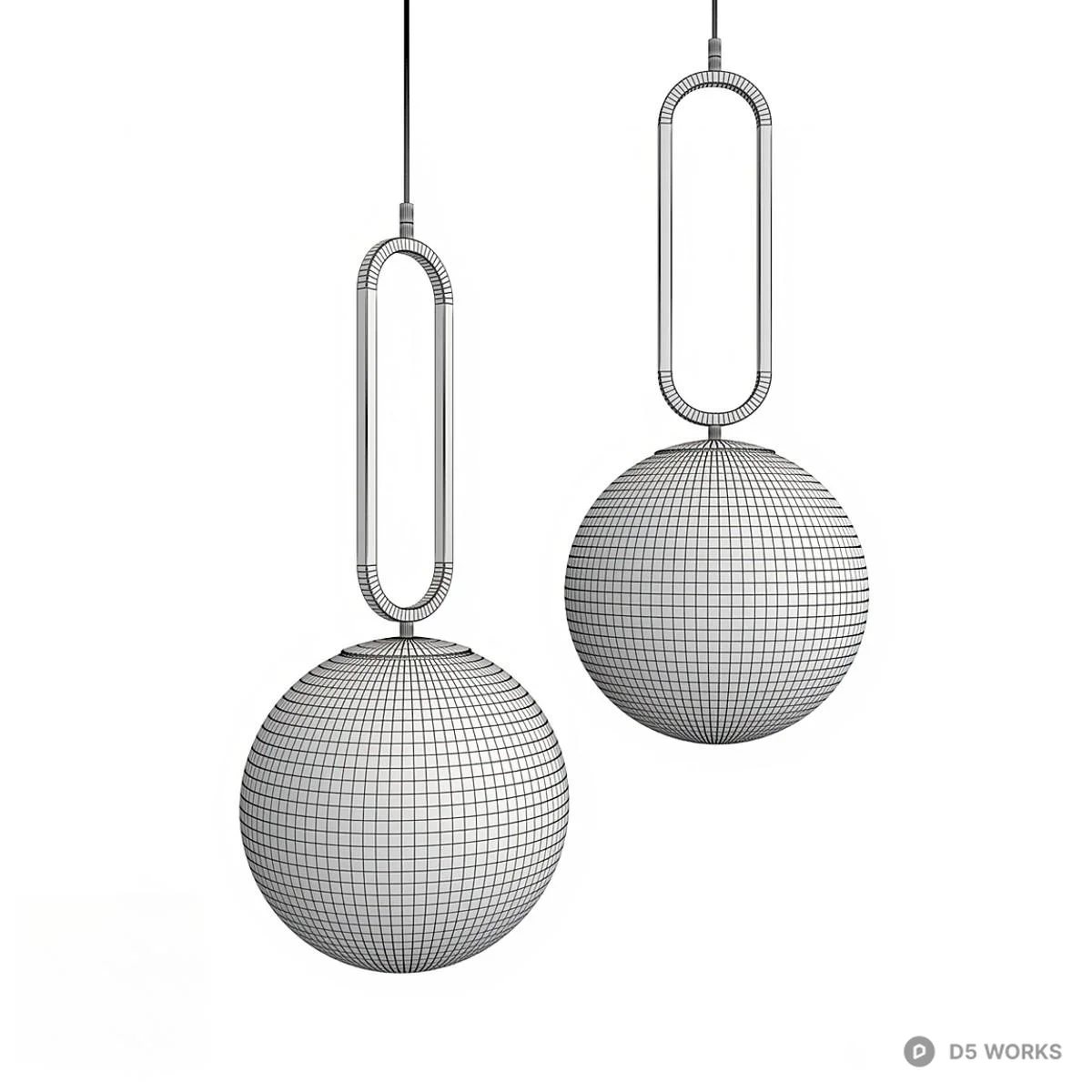 Minimalist Pendant Lamp With Geometric Metal Frame 3d model thumbnail 2