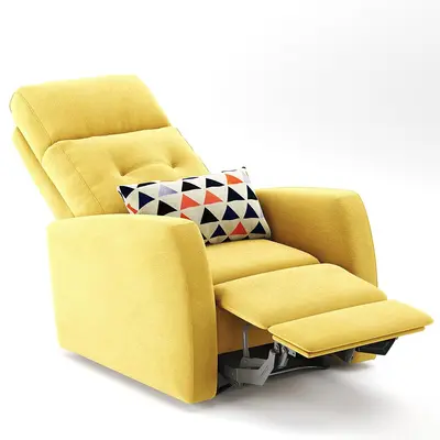 Yellow Recliner Chair With Geometric Pillow 3d model
