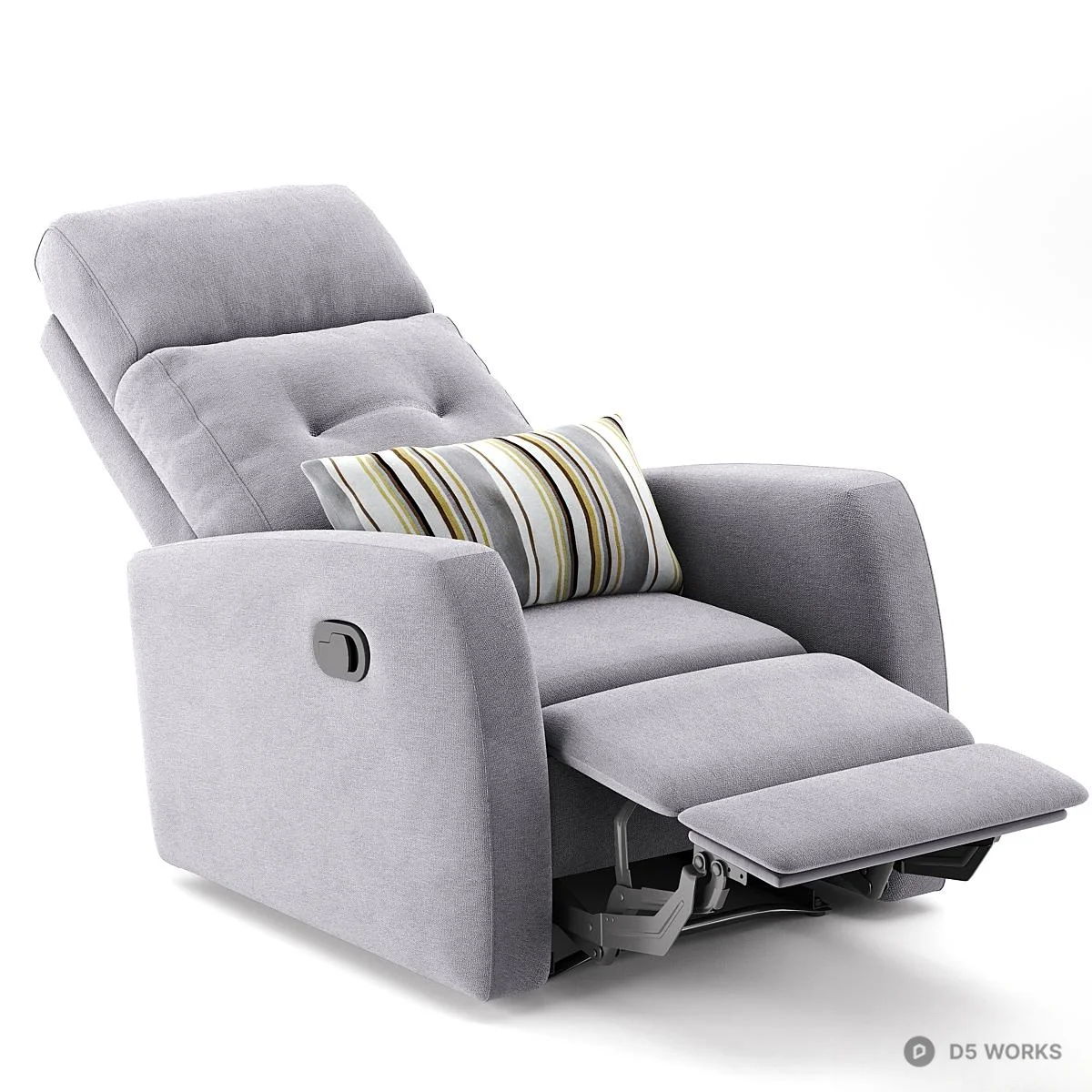 Yellow Recliner Chair With Geometric Pillow 3d model thumbnail 2