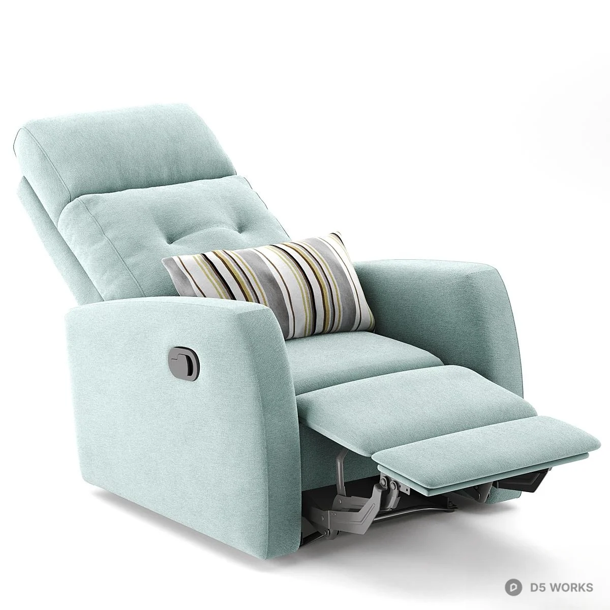 Yellow Recliner Chair With Geometric Pillow 3d model thumbnail 3