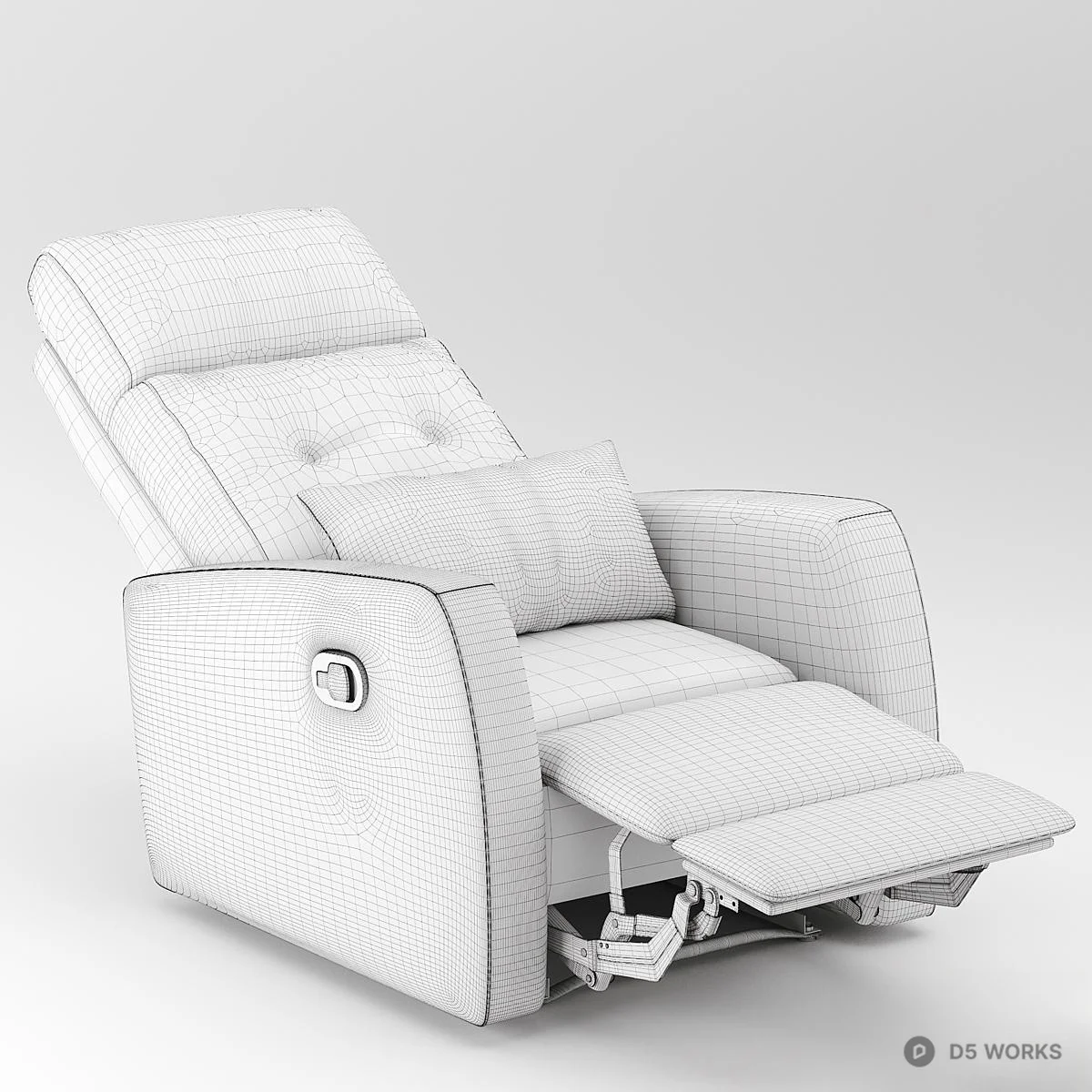 Yellow Recliner Chair With Geometric Pillow 3d model thumbnail 6