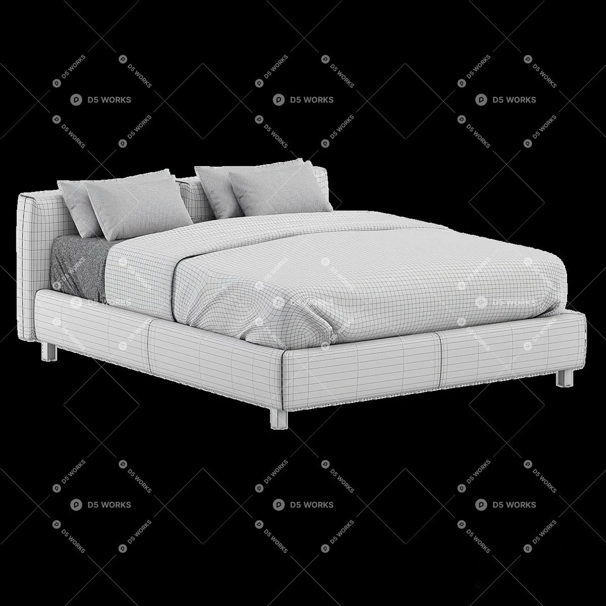 Double Bed 3d model thumbnail 4