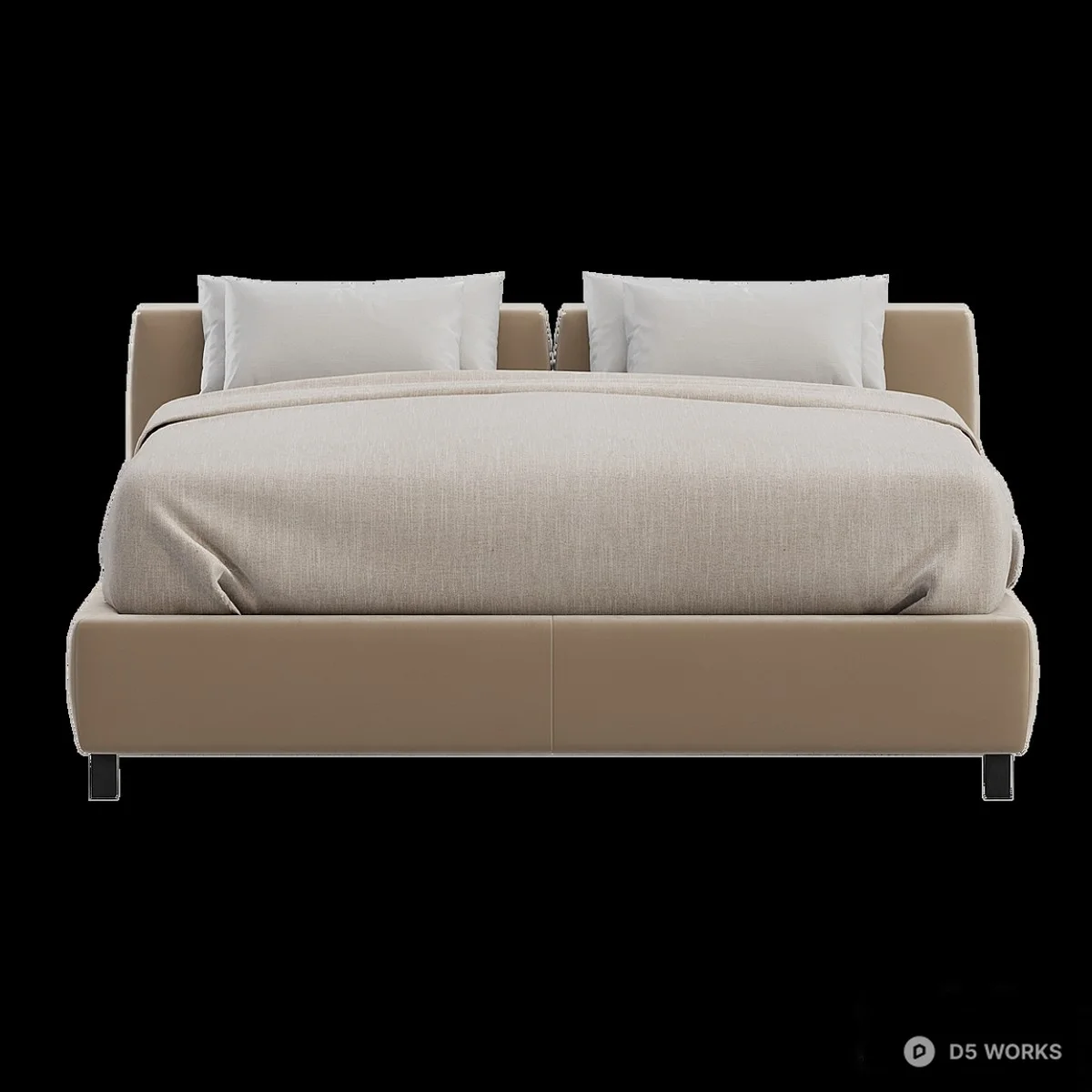 Minimalist Upholstered Double Bed 3d model thumbnail 2
