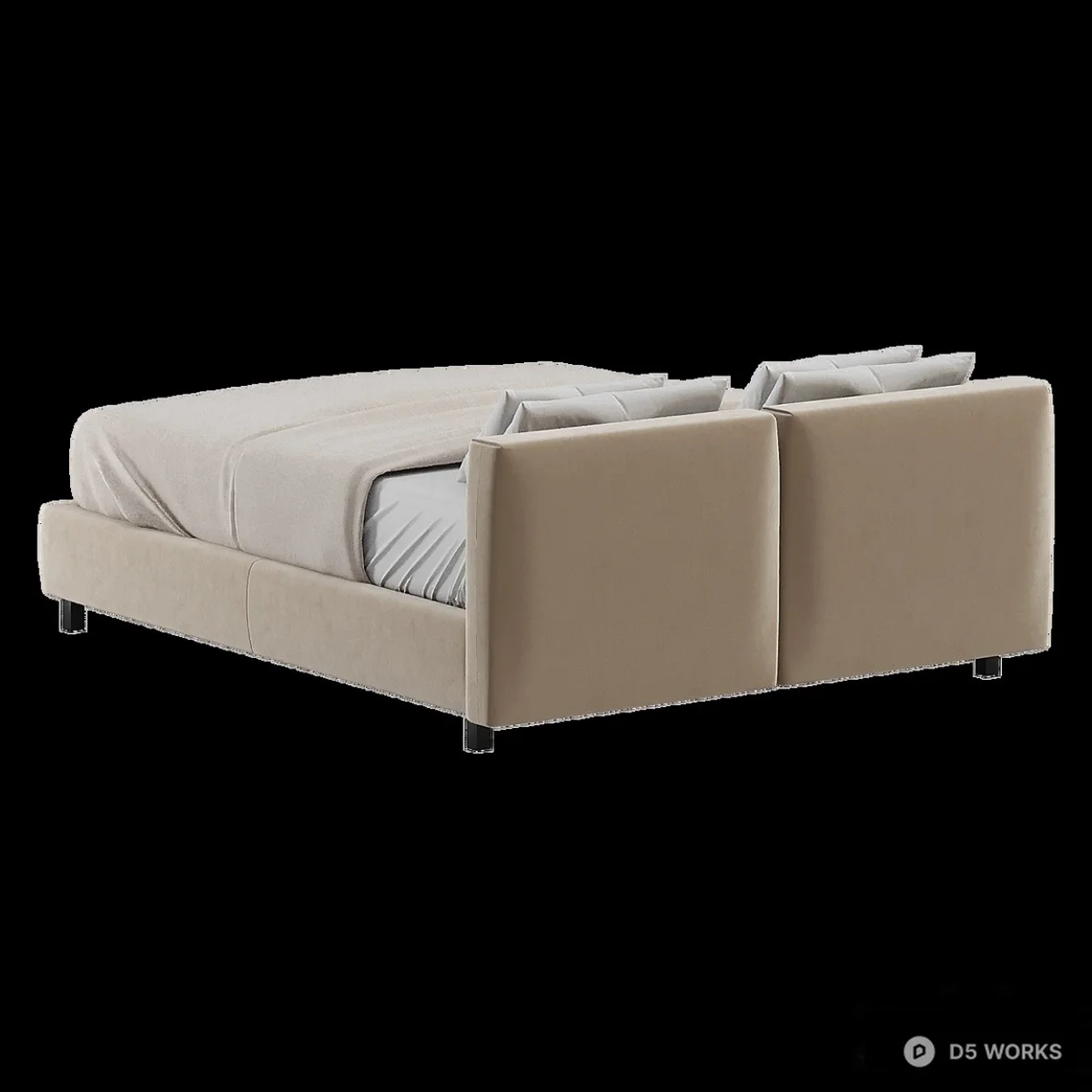 Minimalist Upholstered Double Bed 3d model thumbnail 3