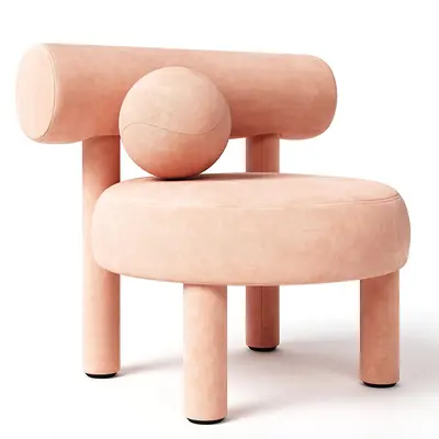 Sculptural Minimalist Upholstered Lounge Chair 3d model