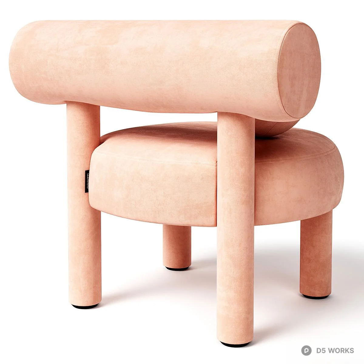 Sculptural Minimalist Upholstered Lounge Chair 3d model thumbnail 2