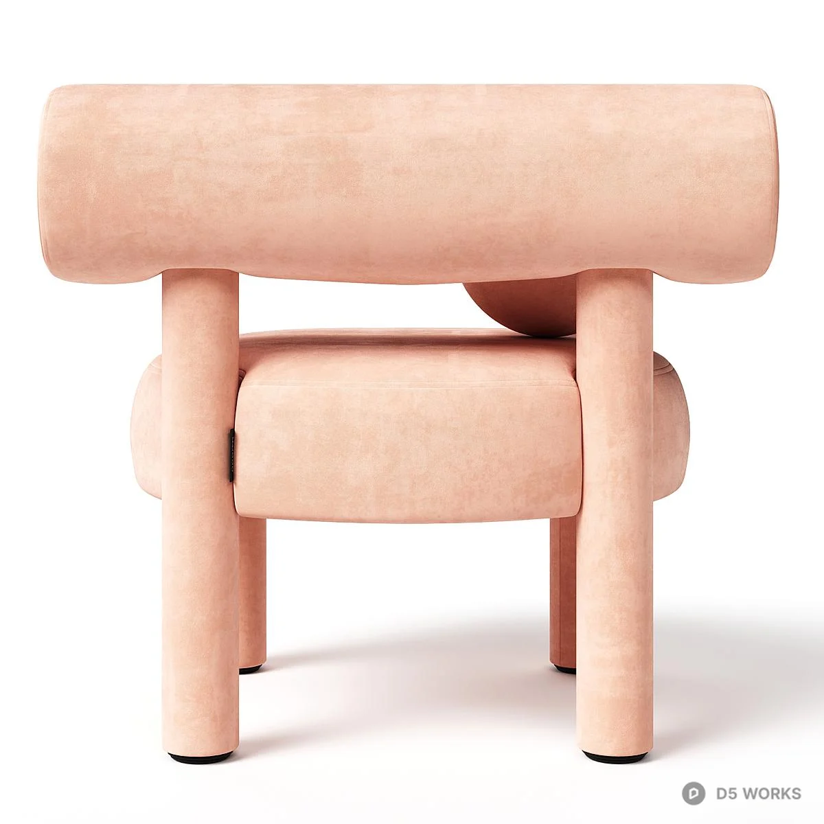 Sculptural Minimalist Upholstered Lounge Chair 3d model thumbnail 3