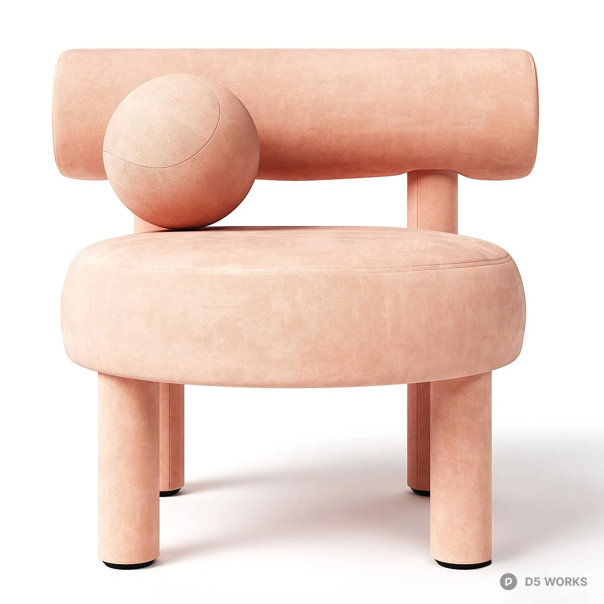 Sculptural Minimalist Upholstered Lounge Chair 3d model thumbnail 4