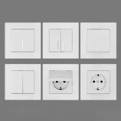 Modern White Switch And Socket Panel Set 3d model