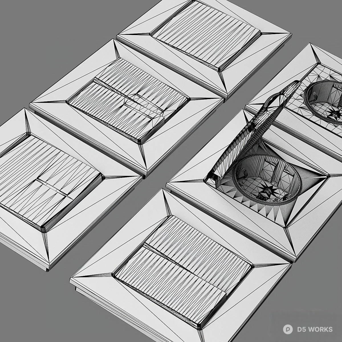 Modern White Switch And Socket Panel Set 3d model thumbnail 3