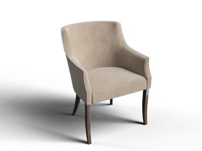 Upholstered Armchair With Wooden Legs 3d model
