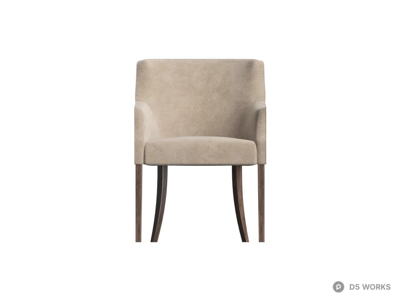 Upholstered Armchair With Wooden Legs 3d model thumbnail 2