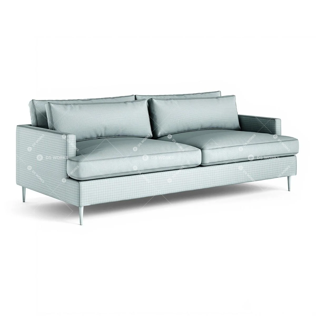 Textured Fabric Three-Seater Sofa 3d model thumbnail 3
