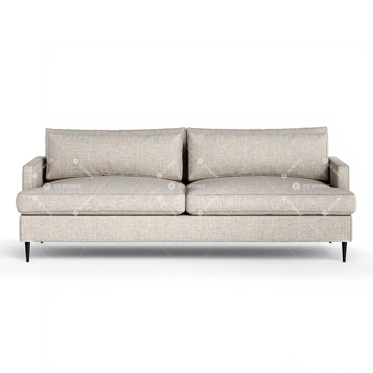Textured Fabric Three-Seater Sofa 3d model thumbnail 2