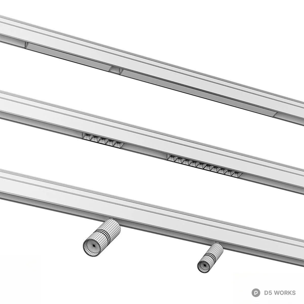 Linear Track Lighting System 3d model thumbnail 4