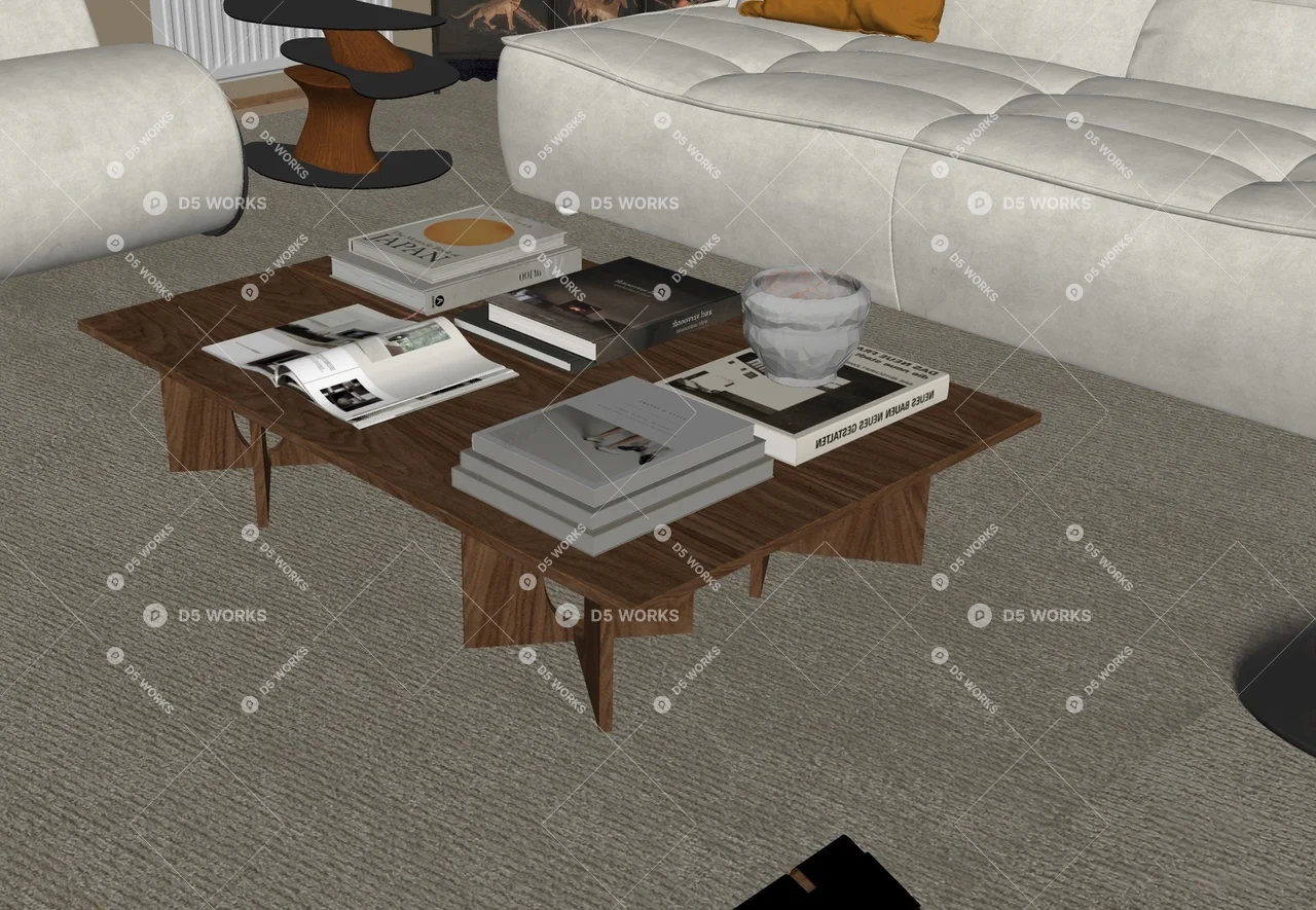 Minimalist Wooden Coffee Table 3d model thumbnail 2