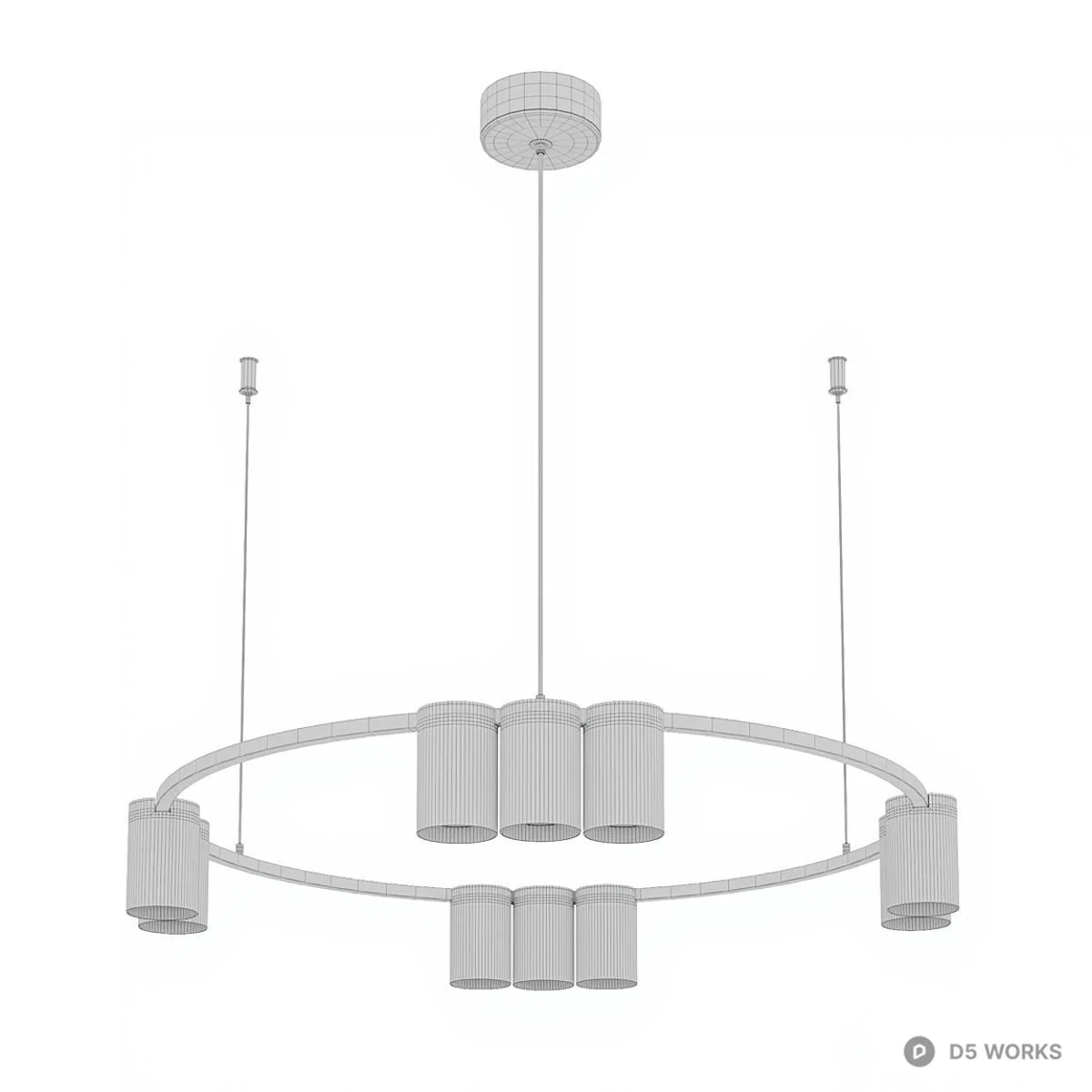 Minimalist Circular Pendant Light 3d model thumbnail 4