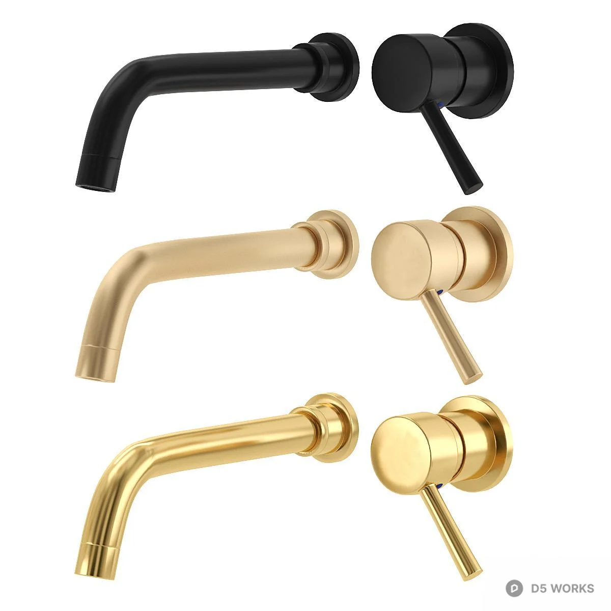 Wall Mounted Faucet Set 3d model thumbnail 2