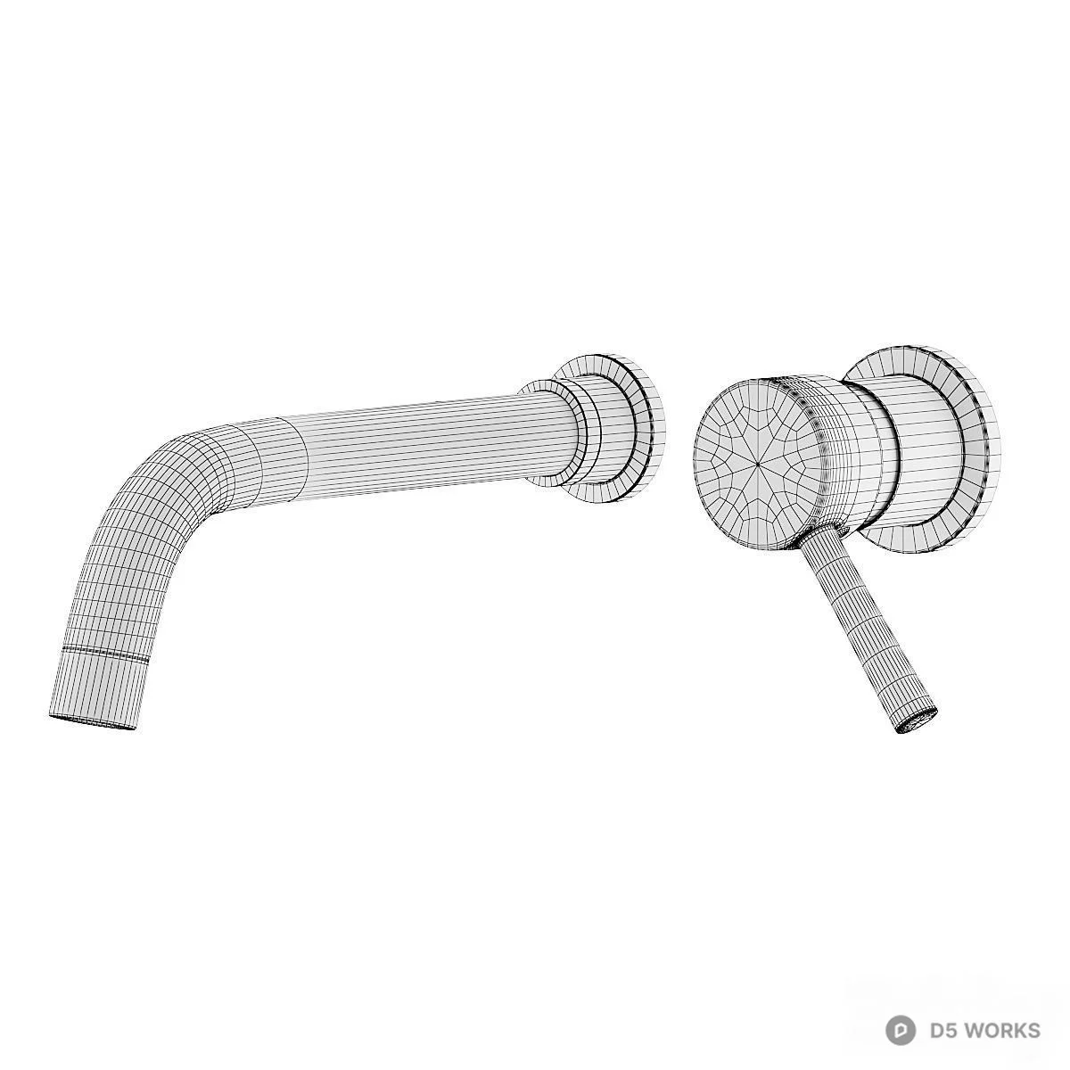 Wall Mounted Faucet Set 3d model thumbnail 3