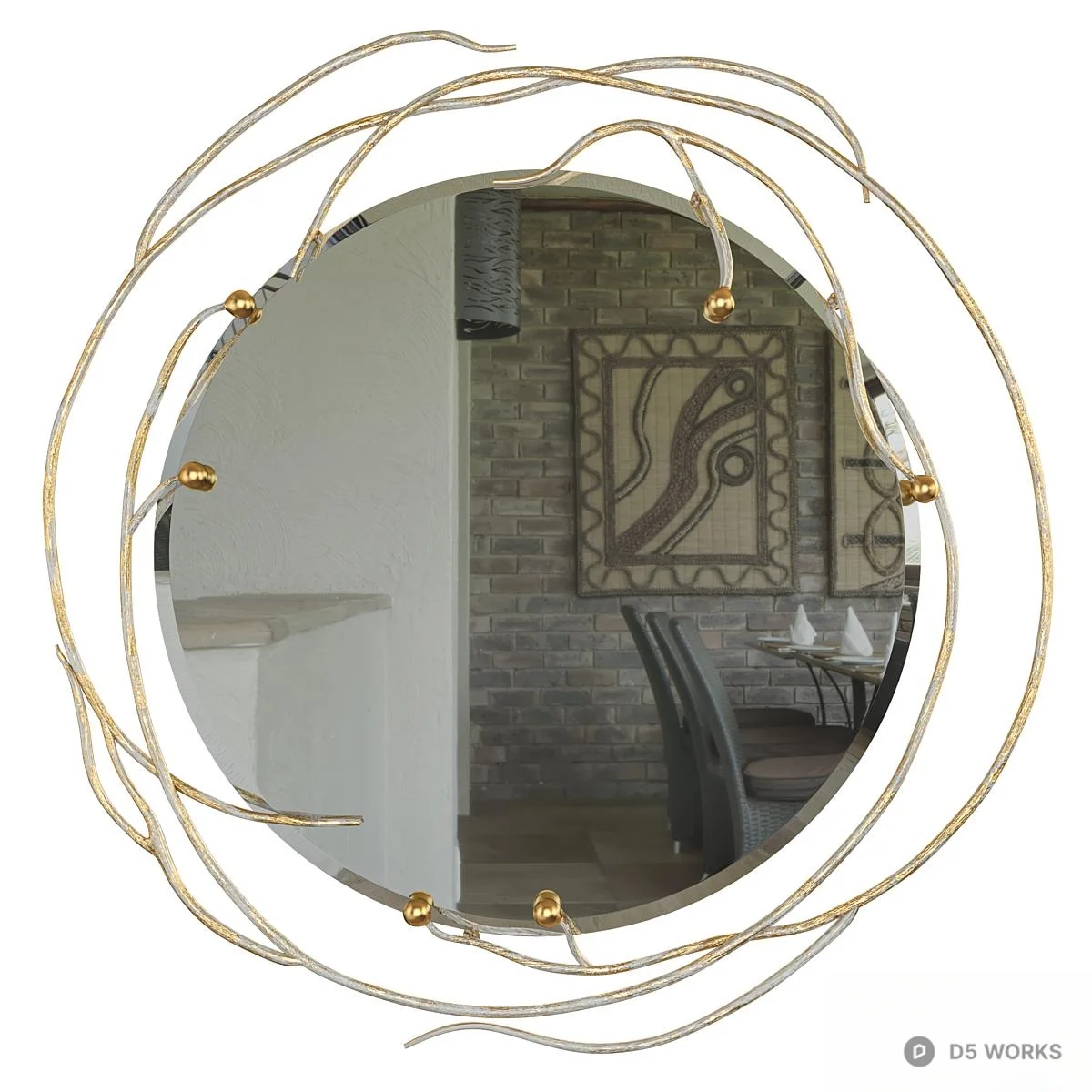 Sculptural Wire Frame Decorative Mirror 3d model thumbnail 2
