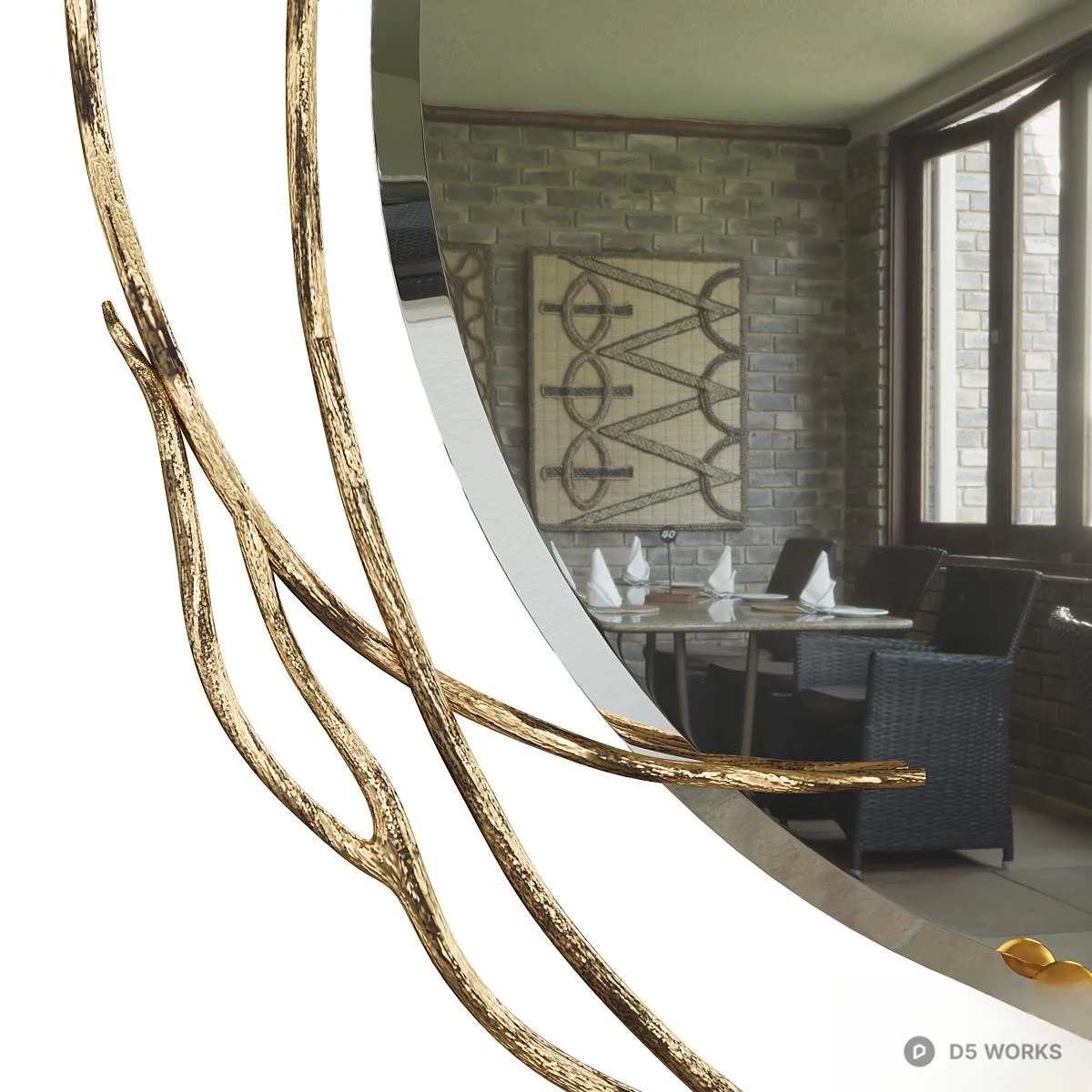 Sculptural Wire Frame Decorative Mirror 3d model thumbnail 4