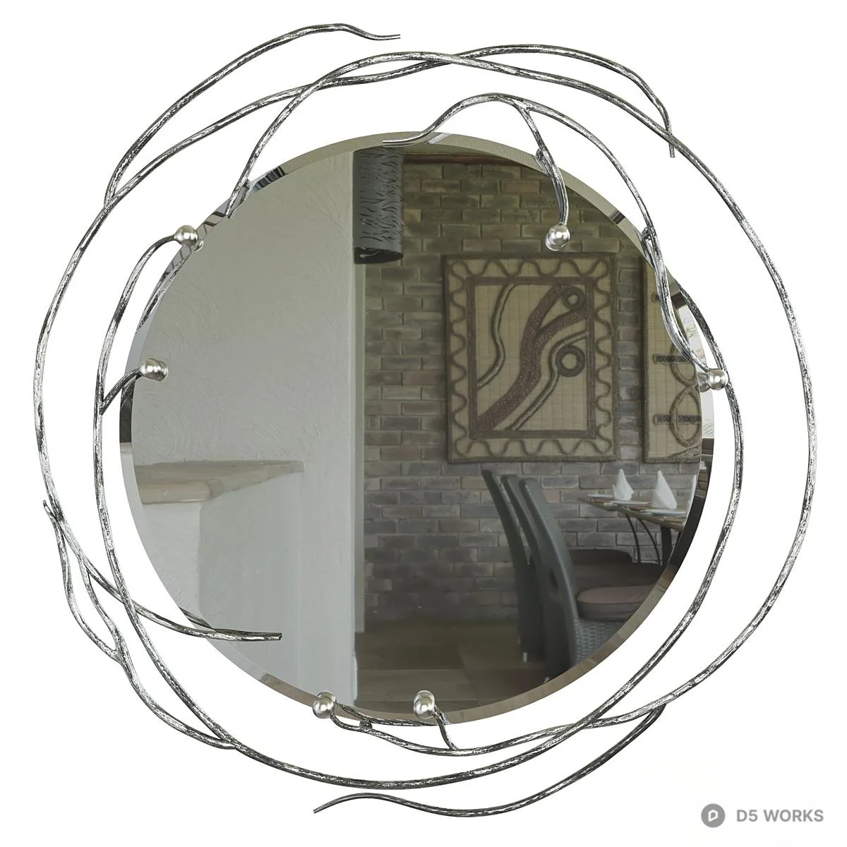 Sculptural Wire Frame Decorative Mirror 3d model thumbnail 3