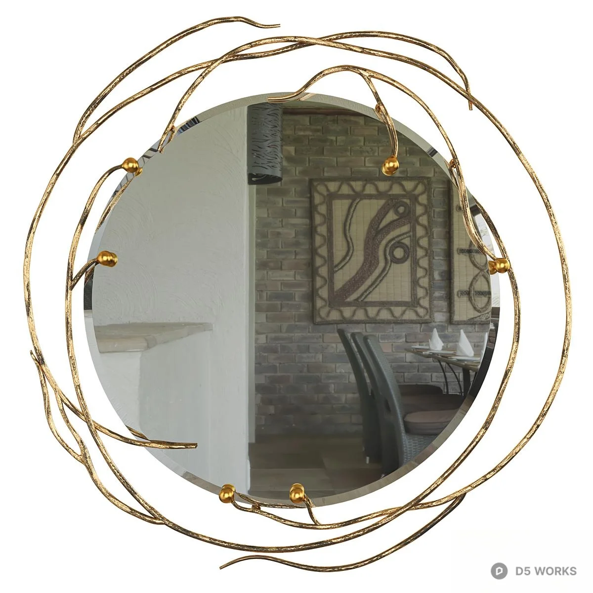 Sculptural Wire Frame Decorative Mirror 3d model thumbnail 5