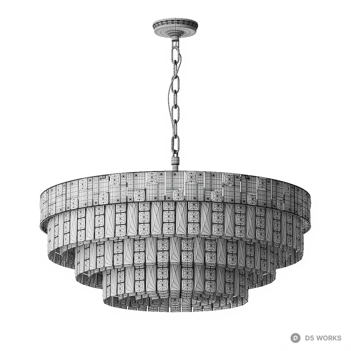Crystal Tiered Chandelier With Gold Finish 3d model thumbnail 2