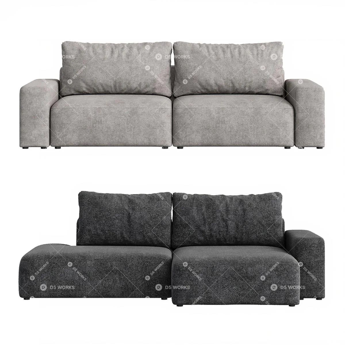 Three-seater Sofa 3d model thumbnail 2