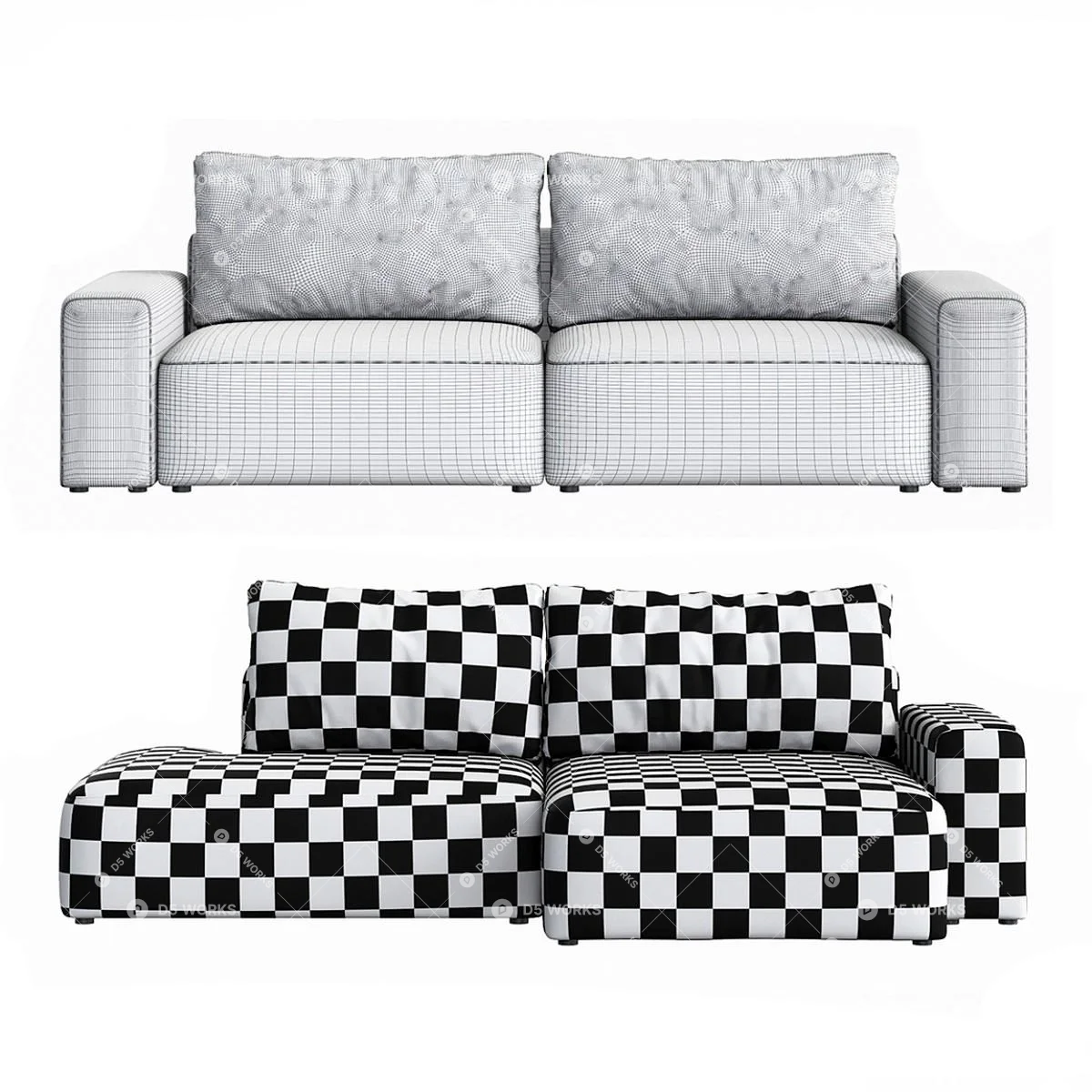 Three-seater Sofa 3d model thumbnail 3