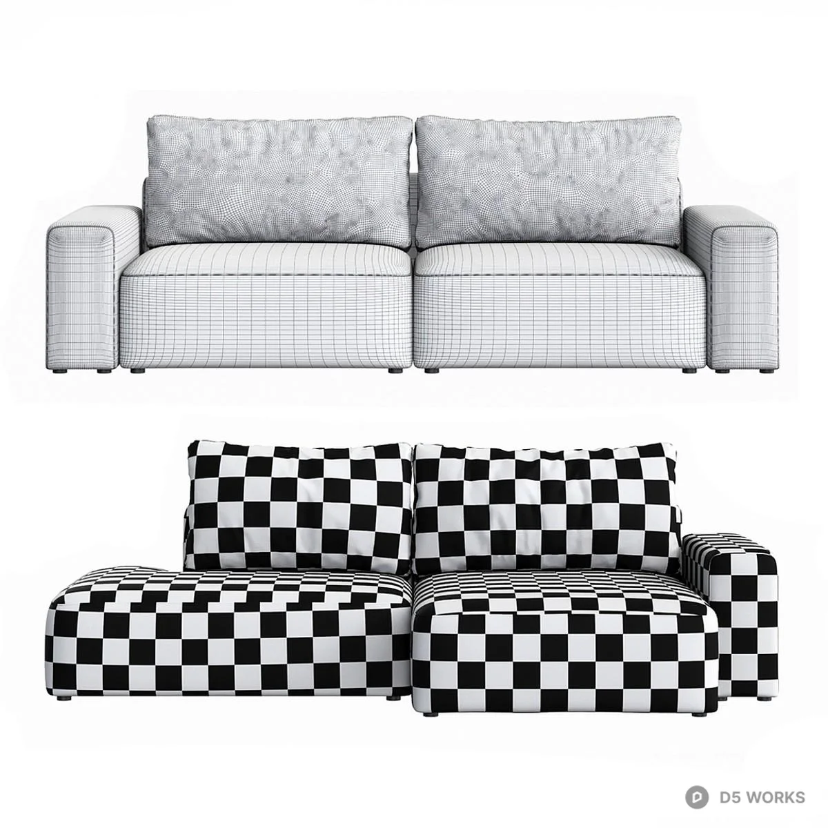 Modular Sectional Sofa In Textured Fabric 3d model thumbnail 3