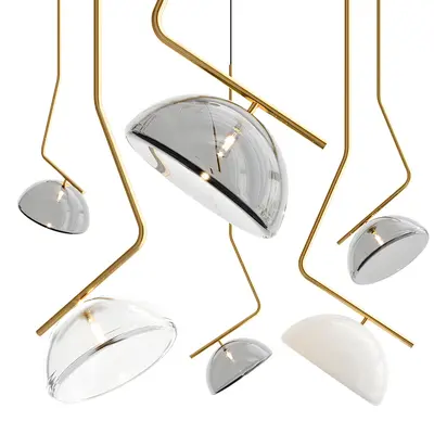 Modern Brass And Glass Pendant Lights 3d model
