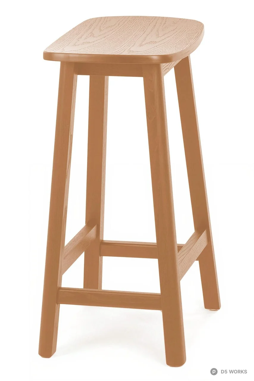 Wooden Bar Stool With Curved Seat 3d model thumbnail 3