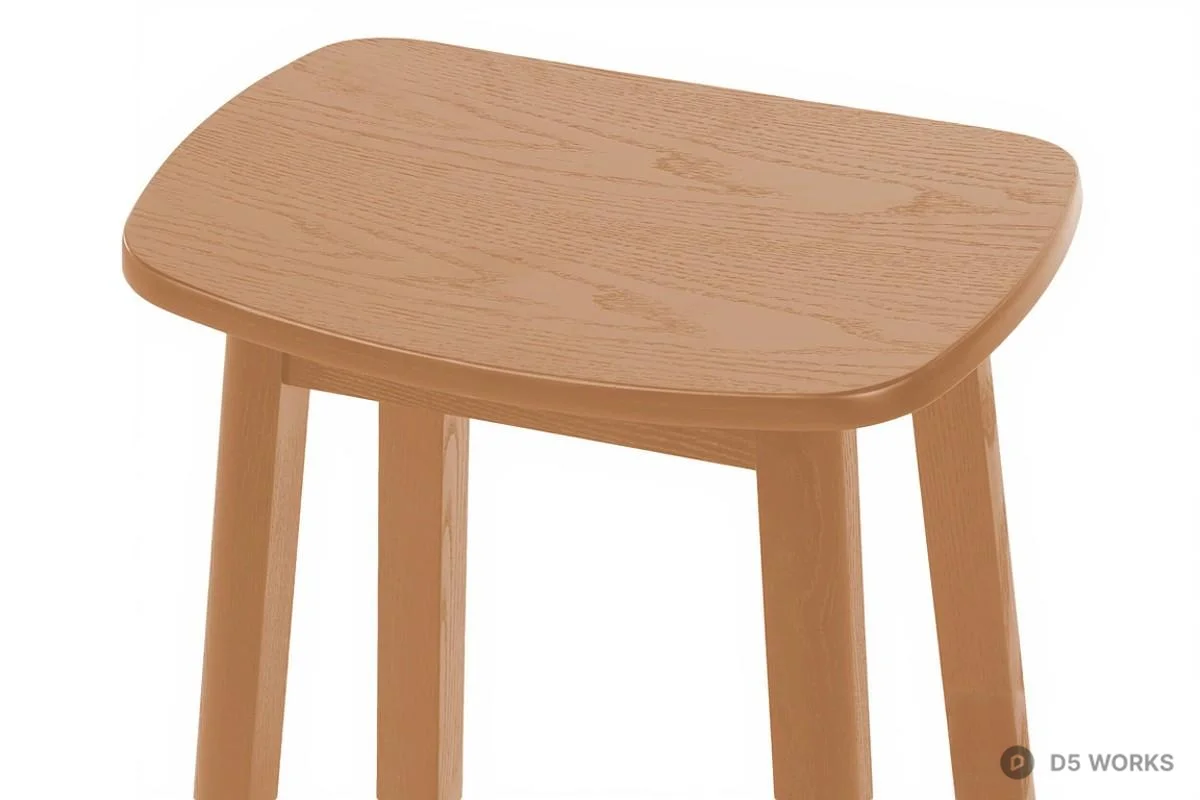 Wooden Bar Stool With Curved Seat 3d model thumbnail 4