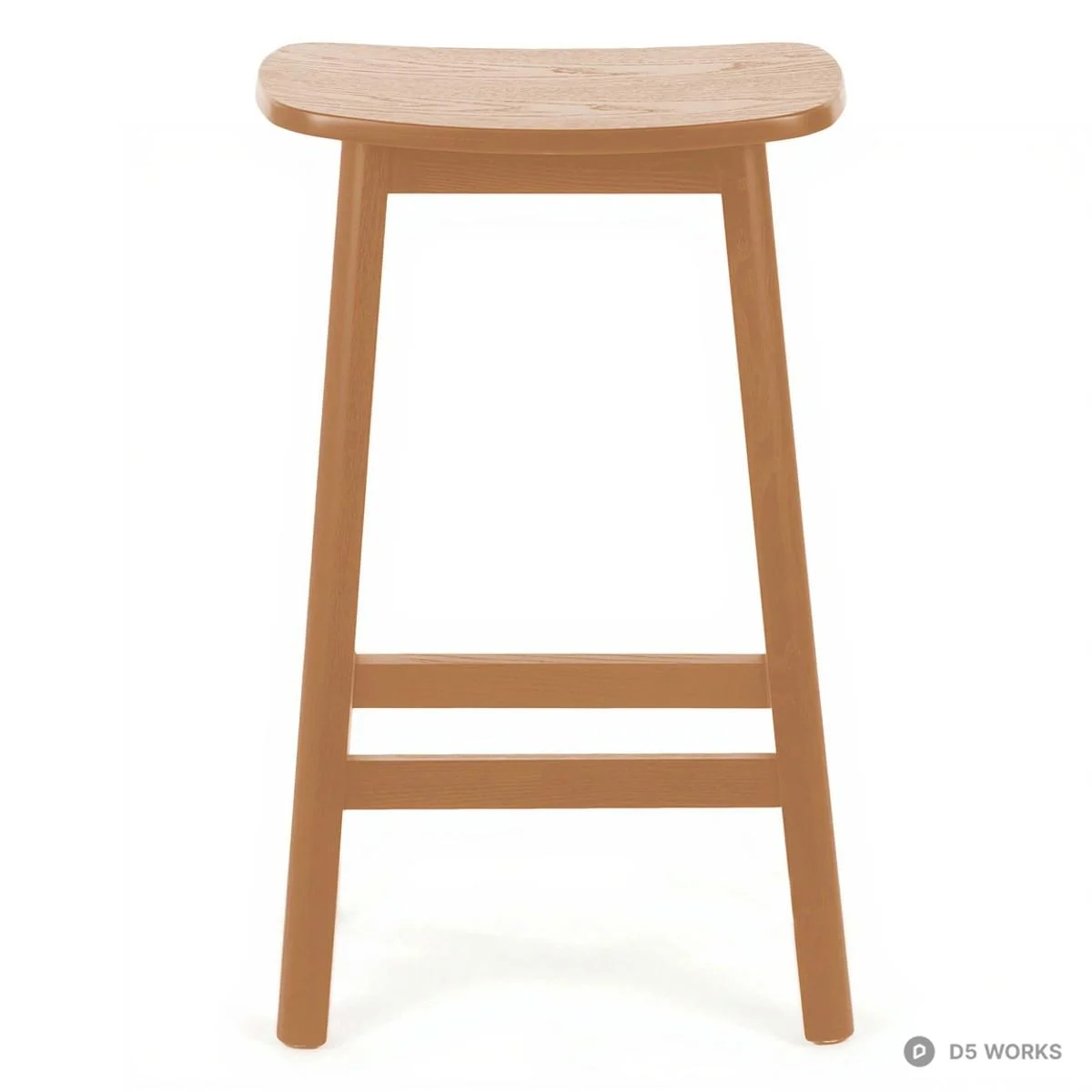 Wooden Bar Stool With Curved Seat 3d model thumbnail 2