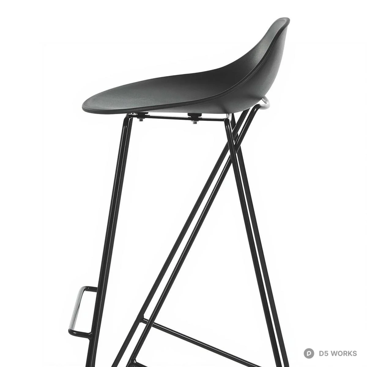 Minimalist Black Bar Stool 3d model thumbnail 2