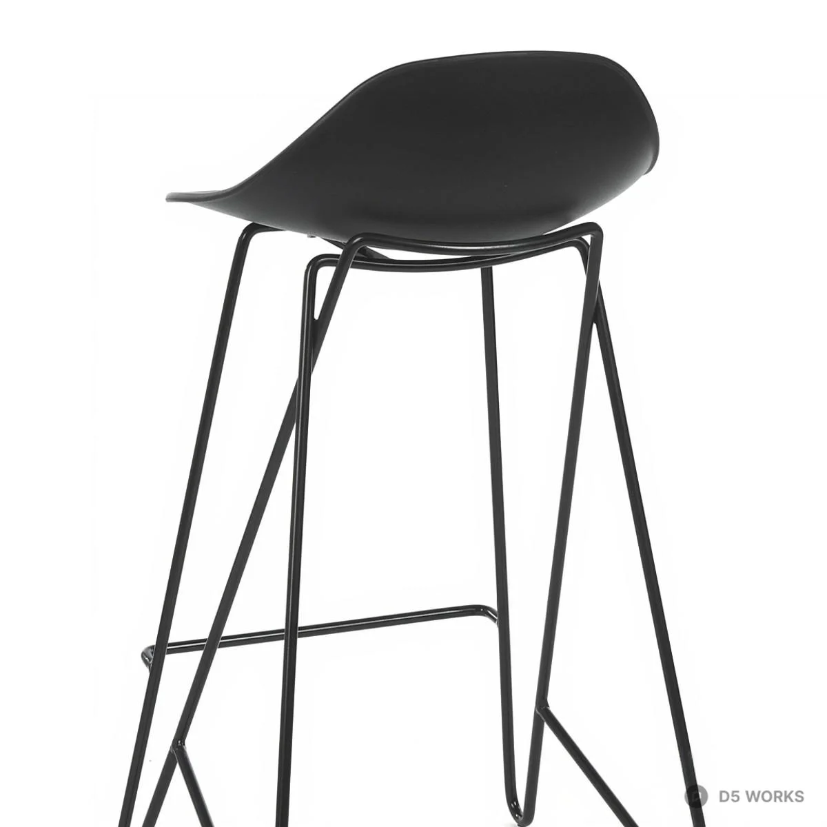 Minimalist Black Bar Stool 3d model thumbnail 3