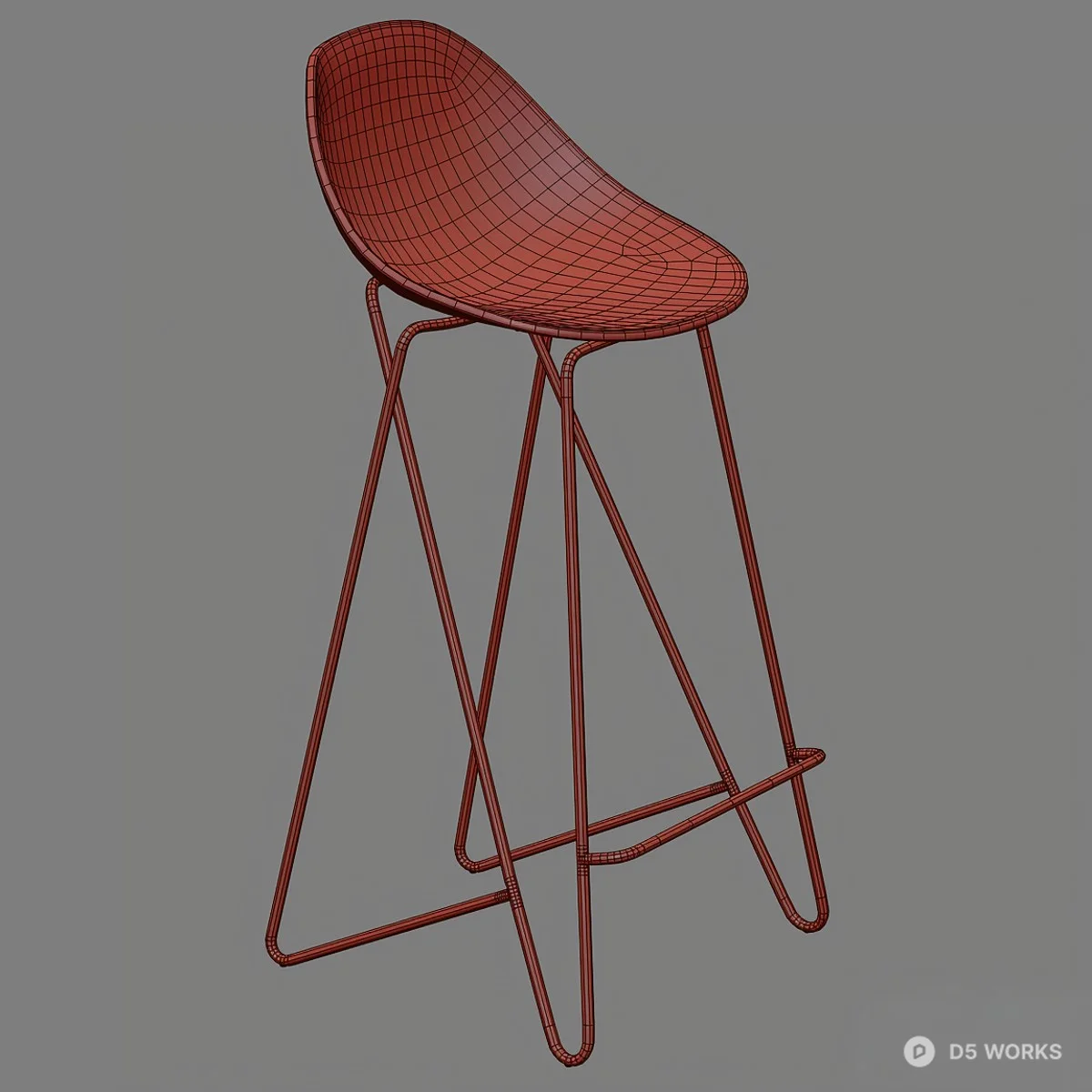 Minimalist Black Bar Stool 3d model thumbnail 4