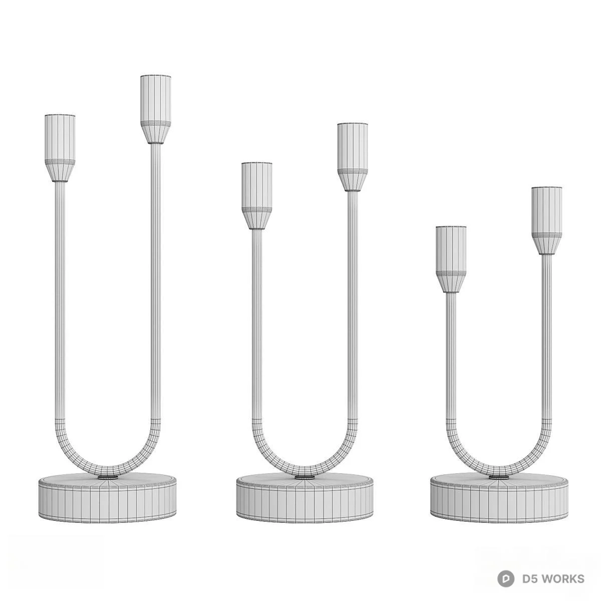 Brass Candle Holder With Marble Base 3d model thumbnail 2