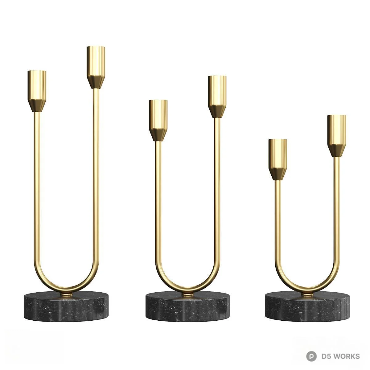 Brass Candle Holder With Marble Base 3d model - Image 1
