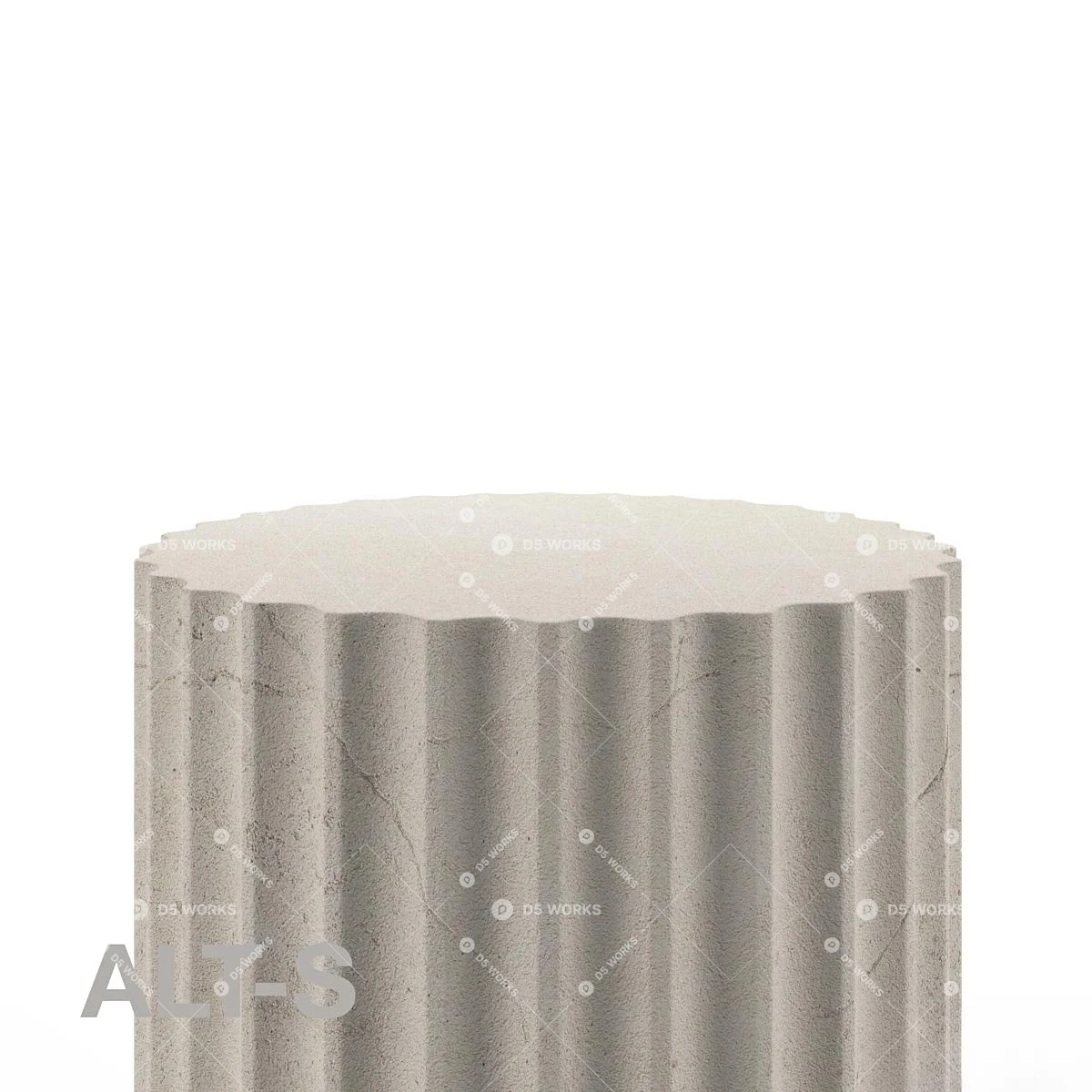 Ribbed Concrete Side Table 3d model thumbnail 3