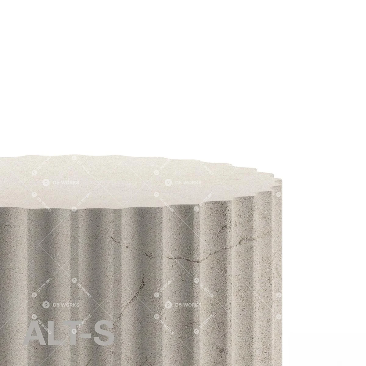 Ribbed Concrete Side Table 3d model thumbnail 2