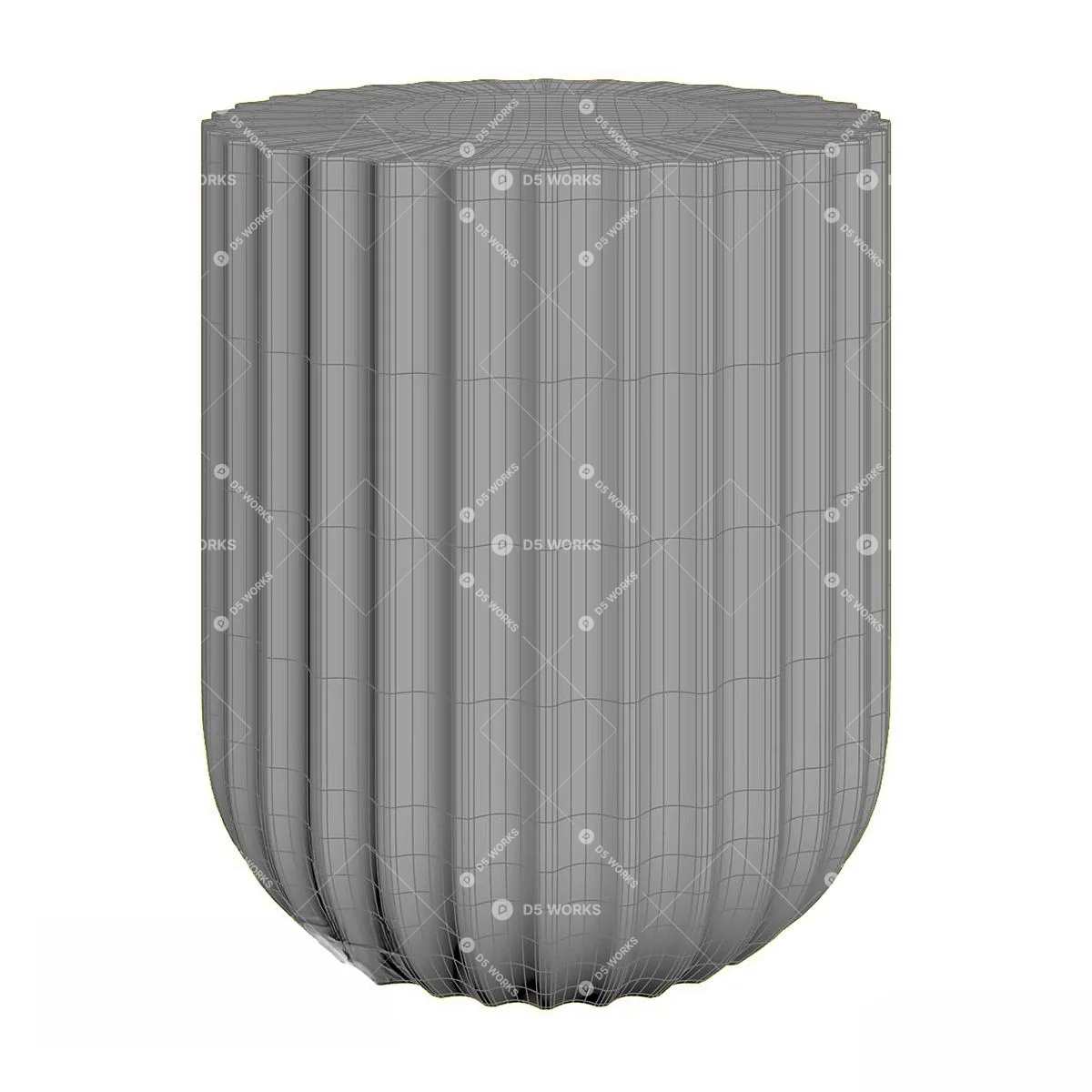 Ribbed Concrete Side Table 3d model thumbnail 4