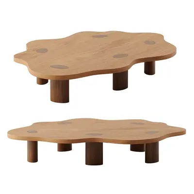 Organic Shape Wooden Coffee Table Set 3d model